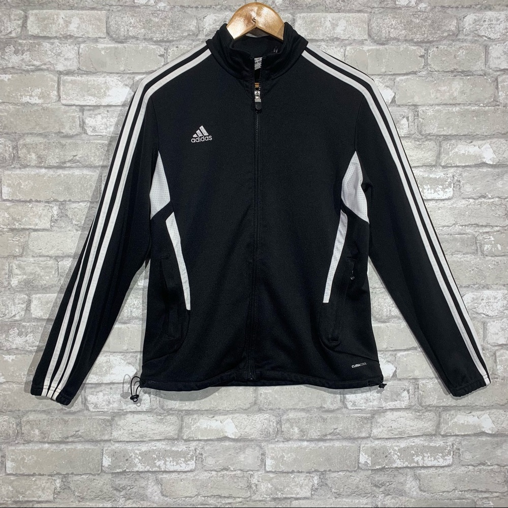 Adidas Women's Medium Track Jacket. Classic Black and White. Full Zip. Logo